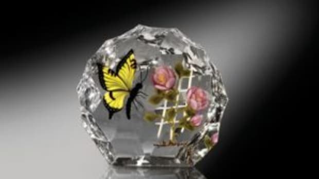 Trabucco paperweight with butterfly