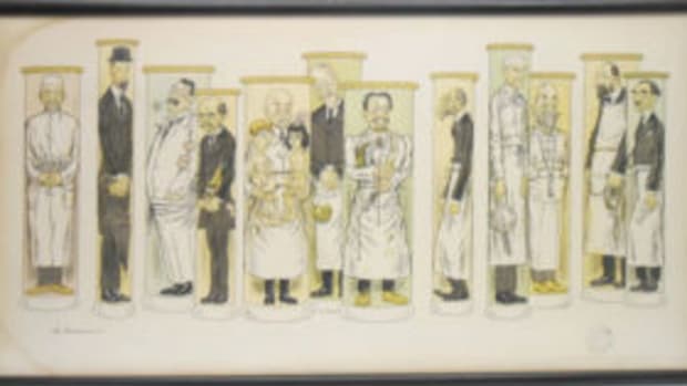 Caricature lithograph of doctors