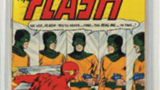 Copy of DC Comics “Flash #105” (Feb.-Mar. 1959), featuring the first Silver Age “Flash” in his own title, plus the first appearance and origin of “Mirror Master,” $20,000.