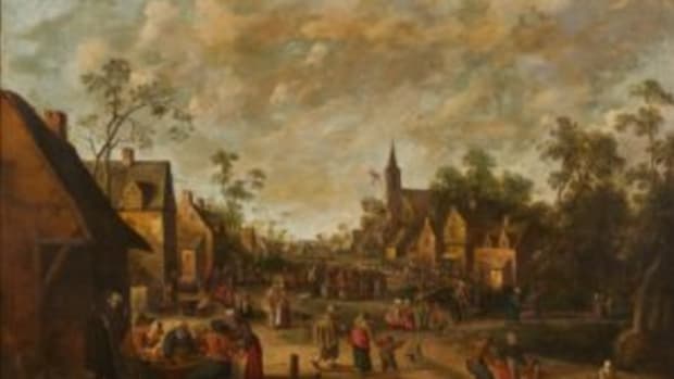 17th century Dutch townscape oil painting