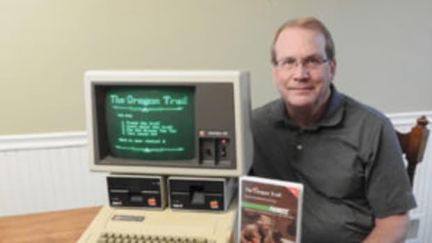 Craig Solomonson with early Apple computer
