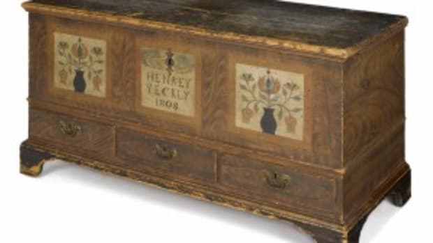Painted pine dower chest