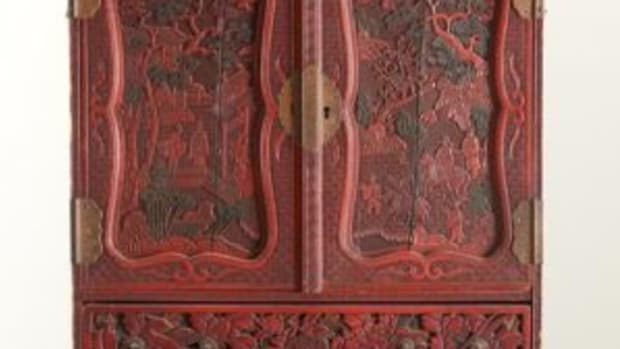 Chinese carved red lacquer chest