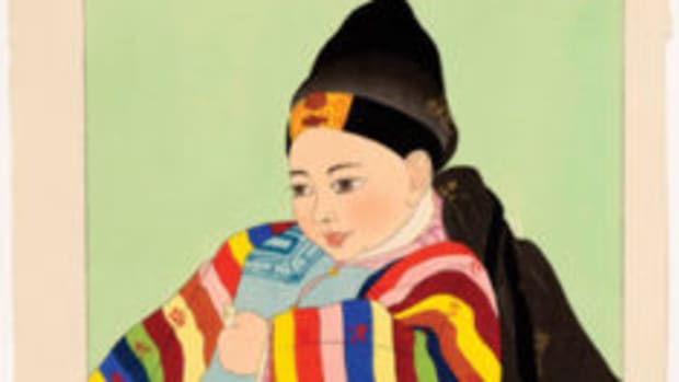 Korean Baby in Ceremonial Costume woodblock print