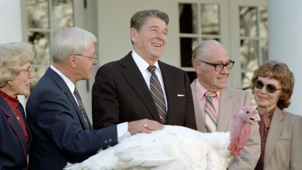 Ronald Reagan is the first president on record to use the word “pardon” in 1987 to spare Charlie the turkey from the dinner table. All photos are courtesy of the United States Government/public domain