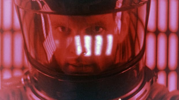 American actor Keir Dullea on the set of 2001: A Space Odyssey, written and directed by Stanley Kubrick.