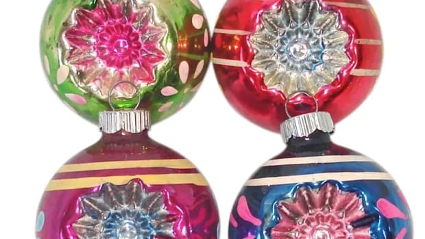 Shiny Brite double star flower indent glass ornaments