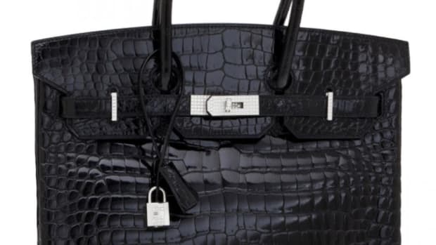 Hermès shiny black crocodile, diamond and white gold Birkin 35 handbag. Sold by Christie's through LiveAuctioneers for $287,500.