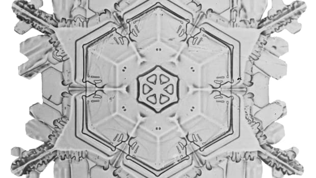 One of a set of 10 Bentley photomicrographs of snowflakes, circa late 1890s-1920s, that sold as a set at Sotheby’s for $10,000.