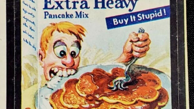 A 1973 Topps Wacky Packages Series 3 “Hungry Jerk” with tan back; sold on eBay for $4.99.