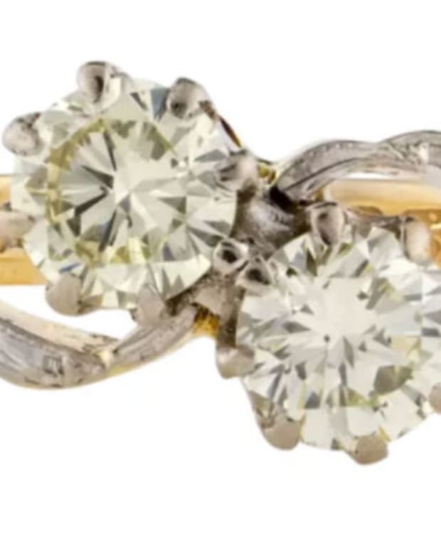 A two-stone diamond engagement ring, 1960s, in the Toi et Moi style, which is one of the trends for engagement rings in 2022. Toi et Moi (French for you and me) was made popular during the late Victorian era; $1,623.