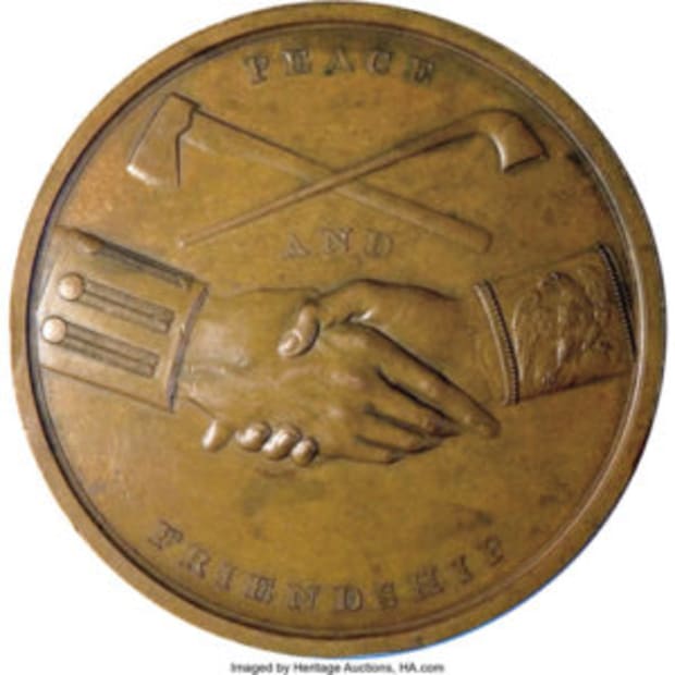 1790 Peace Trade Friendship Commerce Peace Medal Native & USA Silver Finish 