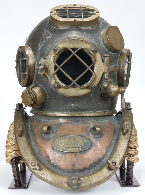Vintage Brass Morse 18" US Navy Mark V Diving Divers Helmet Antique Replica 