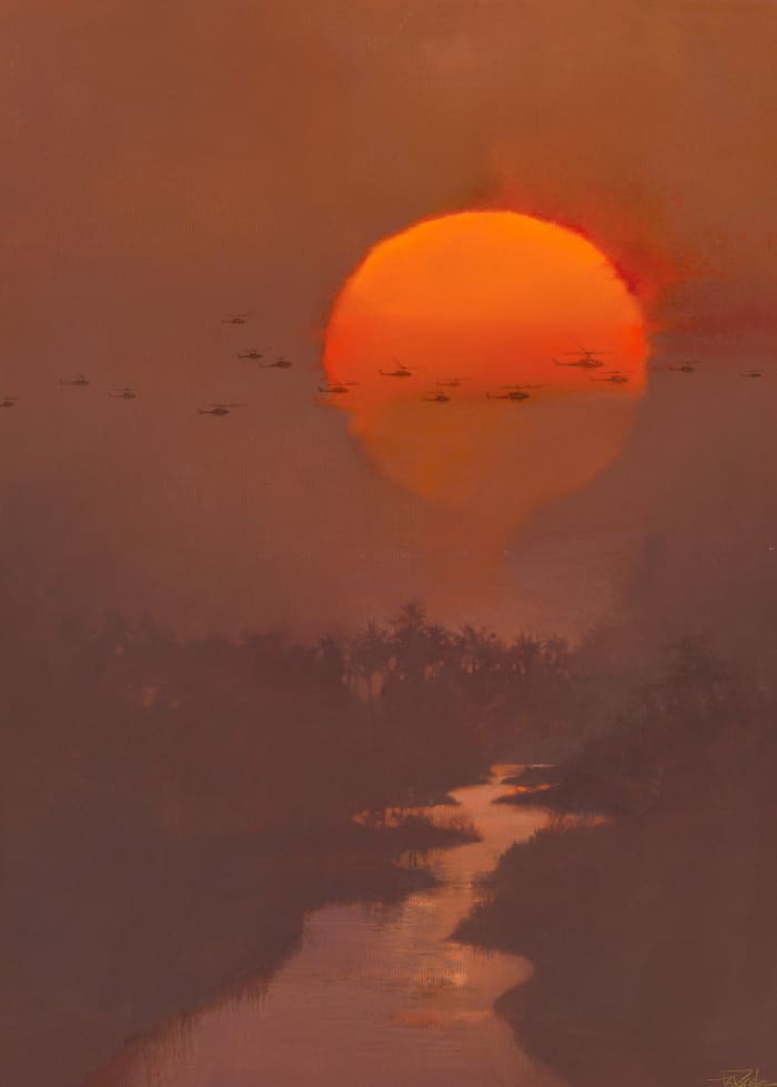 Apocalypse Now alternate movie poster design by Robert Peak, 1979; mixed media on canvas, 40" x 30", signed lower right. This sold at Heritage in 2019 for $30,000.