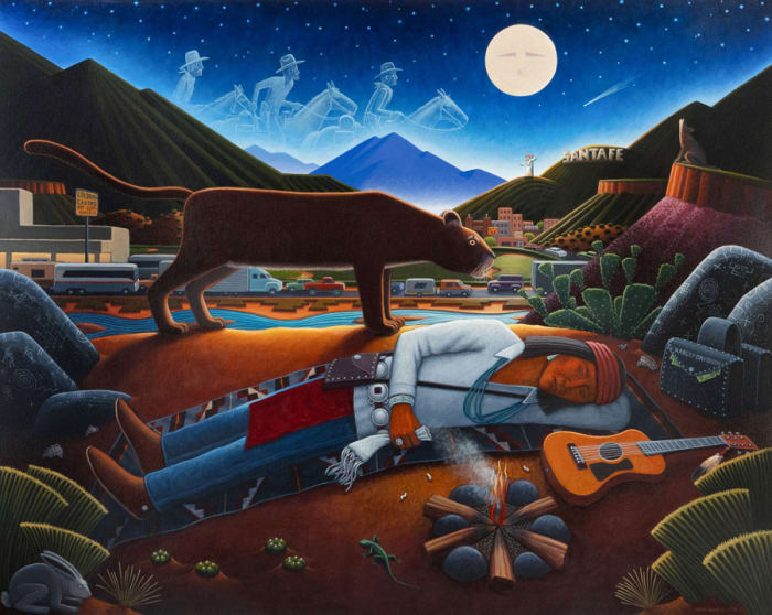 Chippewa artist David Bradley achieved a new auction record after his "Sleeping Indian, Shoprock/Santa Fe," 2008, sold for $50,000.