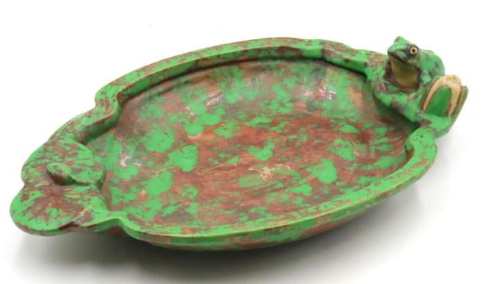 Coppertone frog bowl, 3-1/2" h x 16" l; $200.