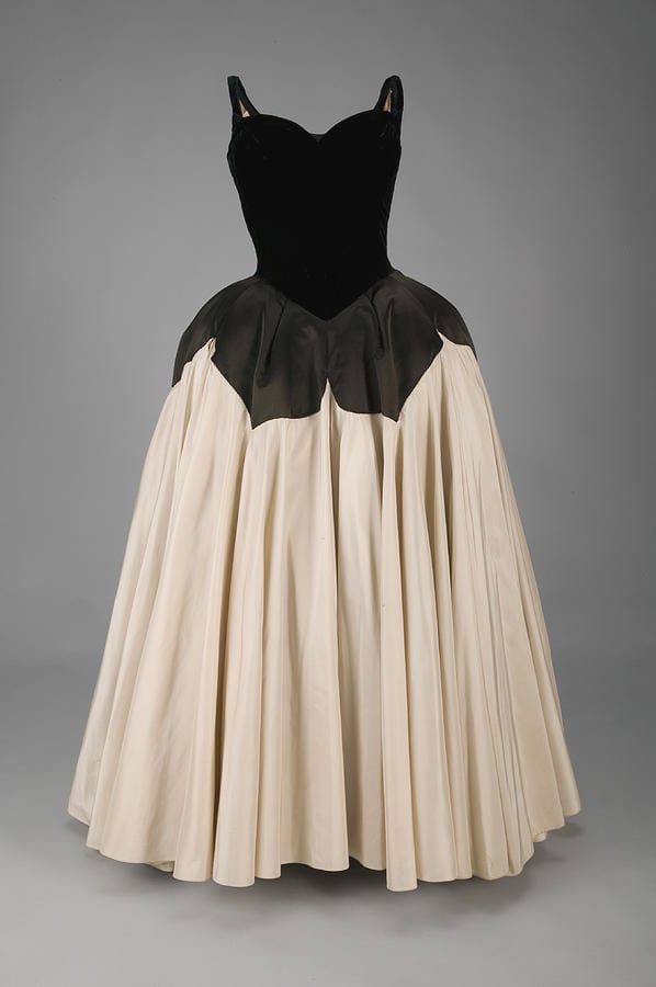 The Petal gown in black velvet and silk, designed in 1951. Courtesy of the Chicago History Museum