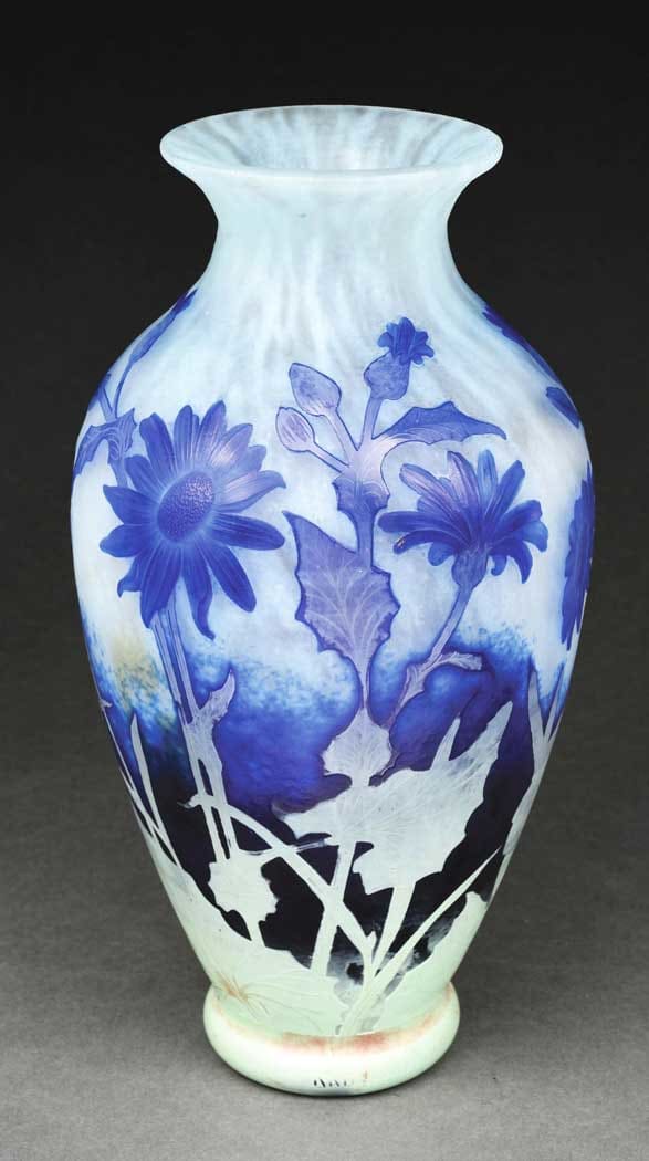 Daum Nancy wheel-carved frosted vase