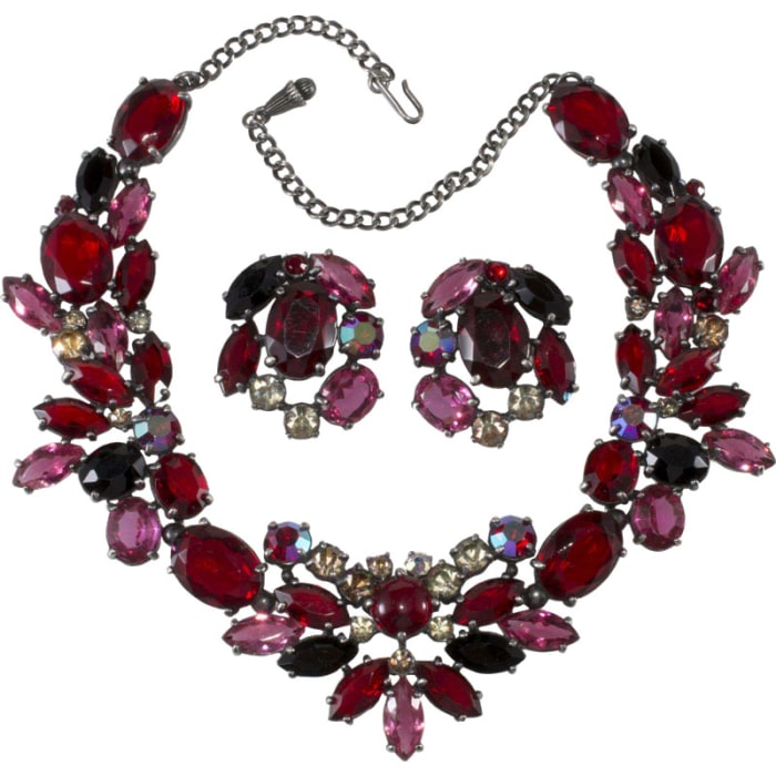 Schiaparelli necklace  and earrings set,  late 1950s, $450-$550.
