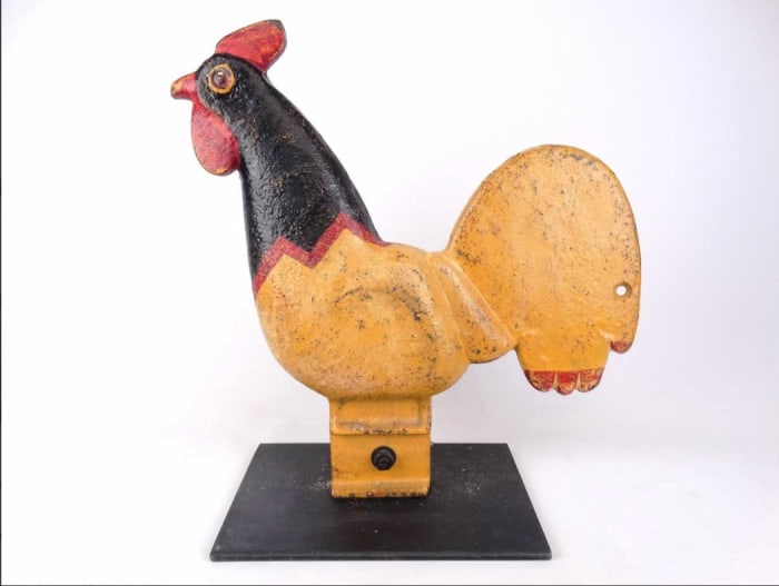 Barnacle Eye cast iron rooster windmill weight,
