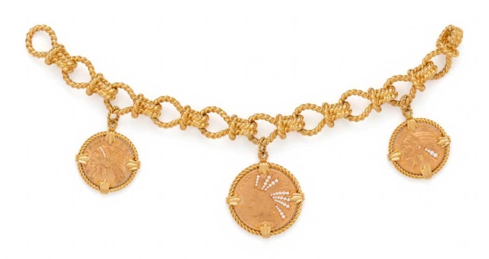 Verdura gold, coin and diamond Twenty Buck bracelet, $22,500.