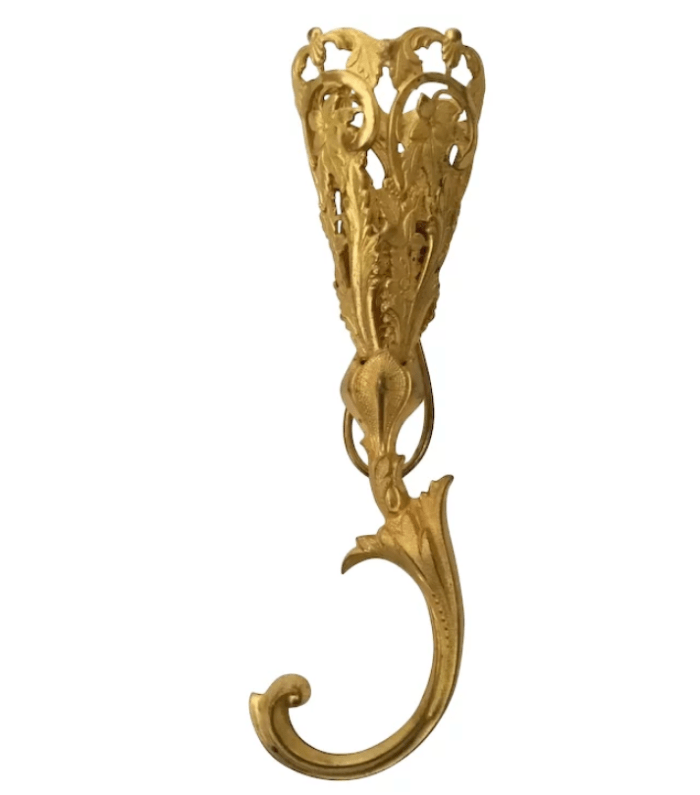 Antique gilt posy holder for a child, with waist clip, 4-1/4” h; $895.