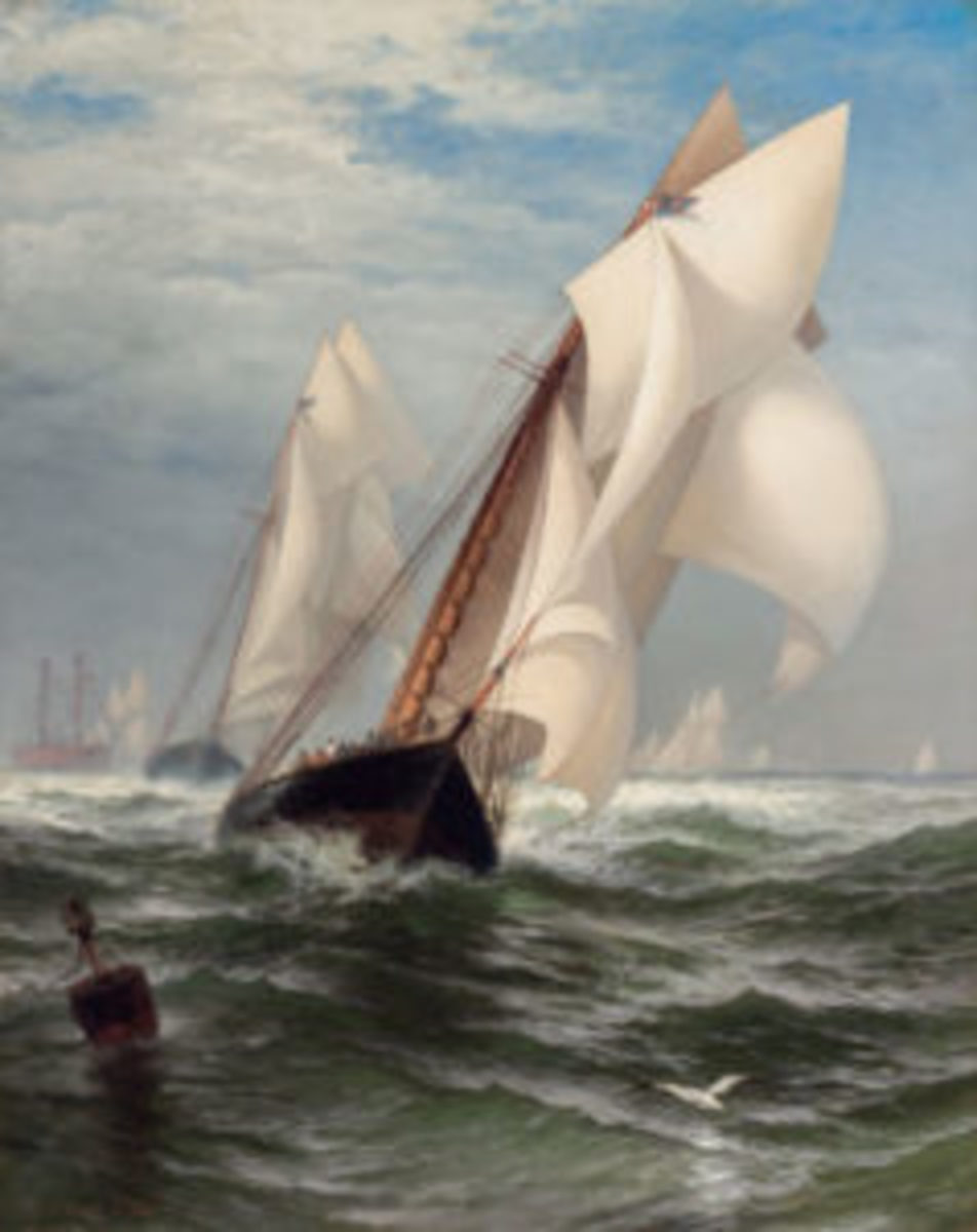 Fine art auction: Edward Moran, Am. (1829-1901), “The Winning Yacht” 