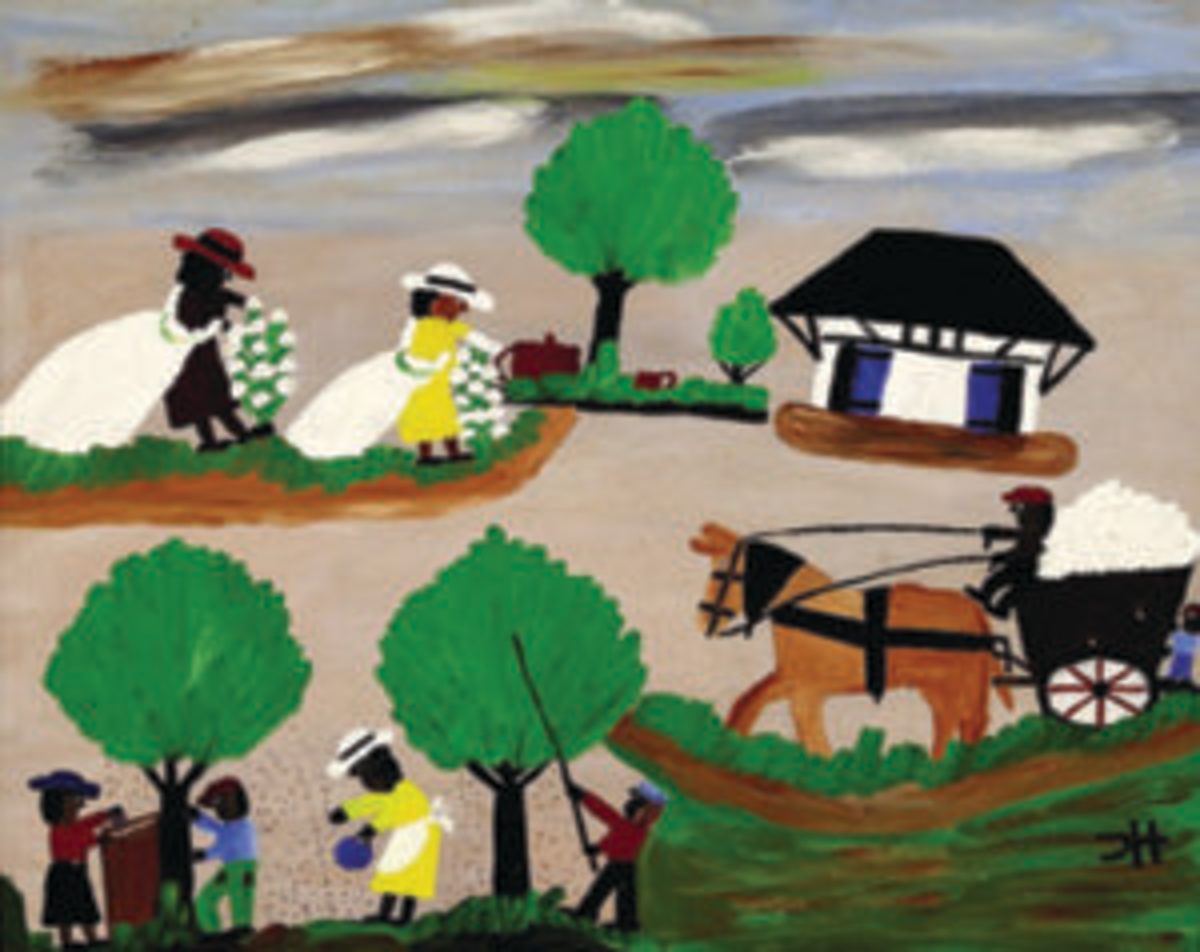 Clementine Hunter "Picking Cotton and Harvesting Pecans near the African House"