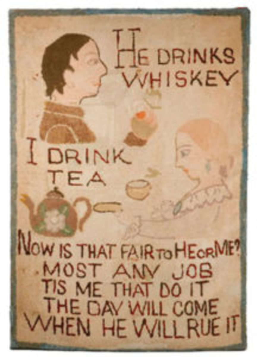 This 1930s era Temperance-themed hooked rug sold for $8,400.