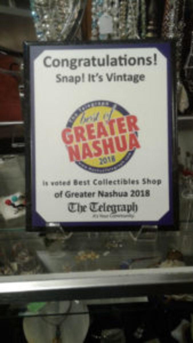 Snap! It’s Vintage earned the Greater Nashua award for Best Collectibles Shop in 2018.