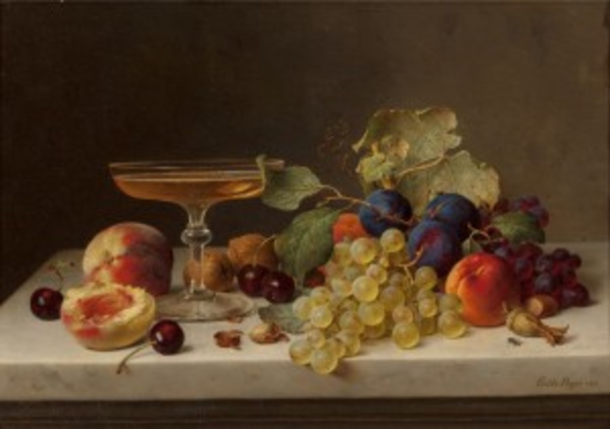 Still Life Summer Fruit and Champagne
