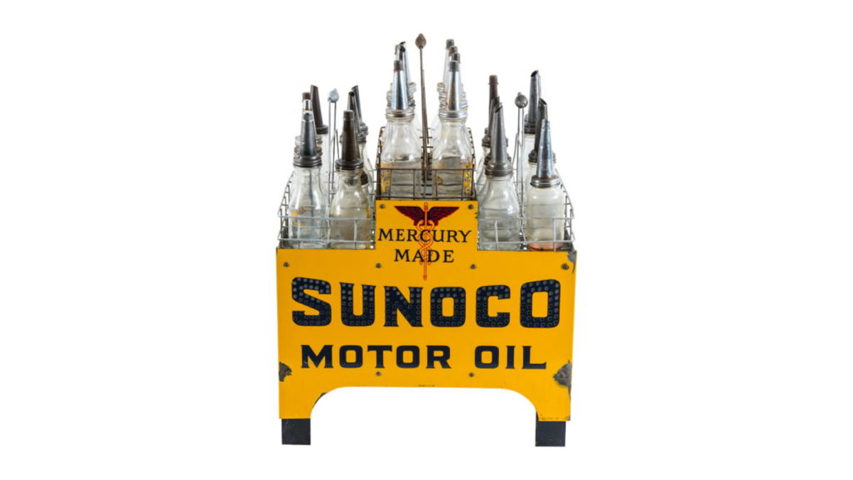 Sunoco Motor Oil bottle rack sign