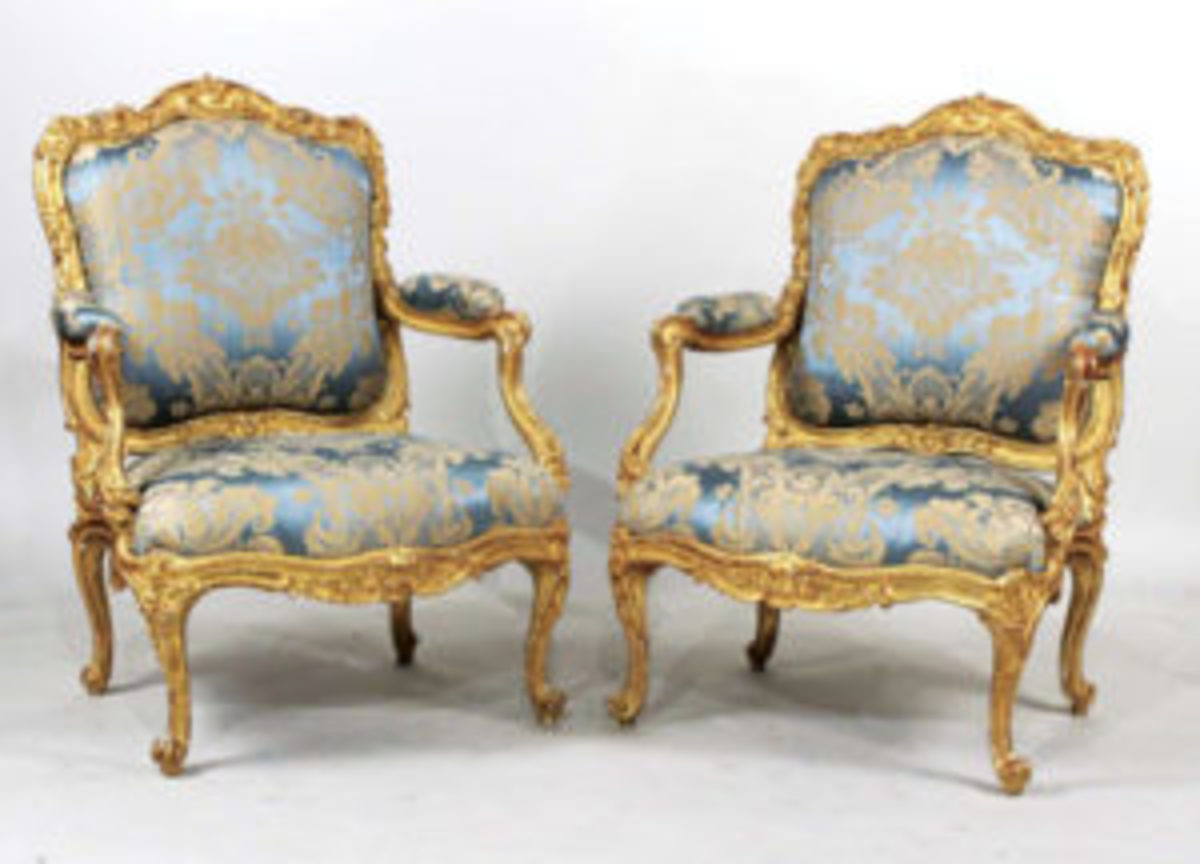 Pair of Louis XV giltwood fauteuils à la reine, made in France circa 1755-1760 by Jean Gourdin, $225,000.