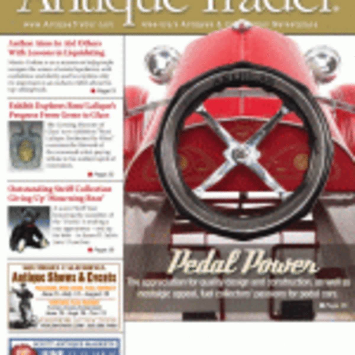 May 28, 2014 issue of Antique Trader magazine features a cover story about pedal cars. Purchase a digital copy of this issue at KrauseBooks.com >>>