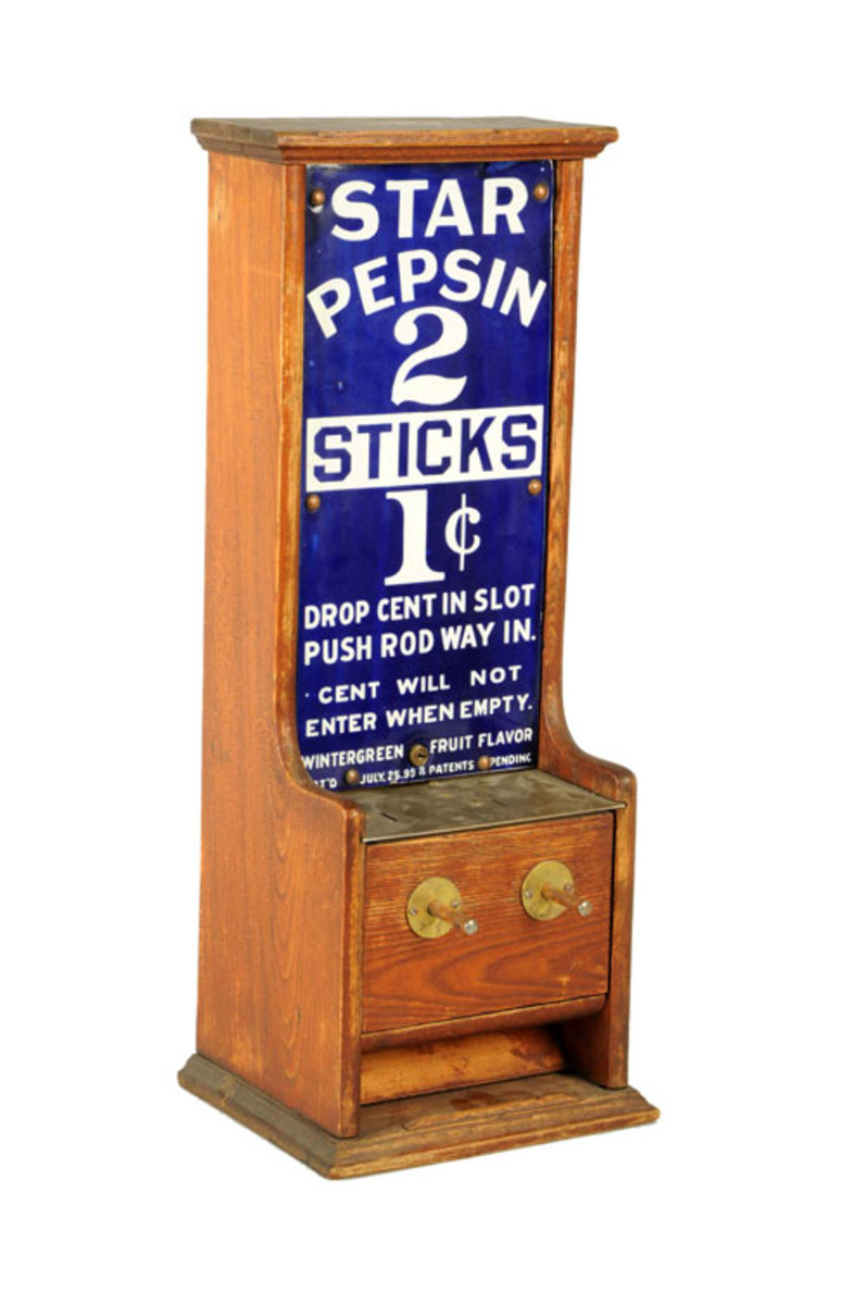 Pepskin penny gum machine