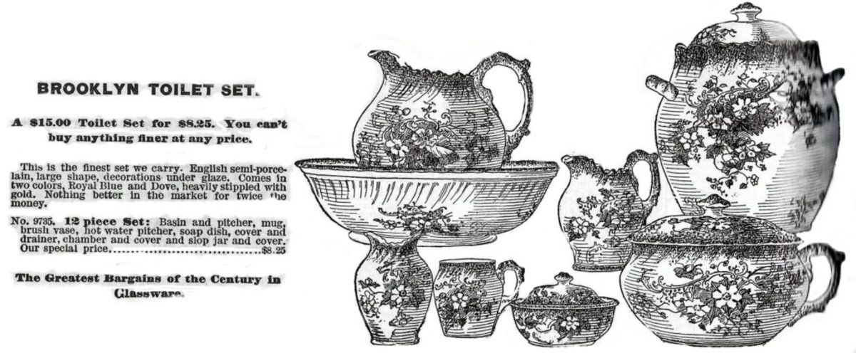 Chamber Pot Marked Jug Vase CEM Vintage china bathroom set Bowl 