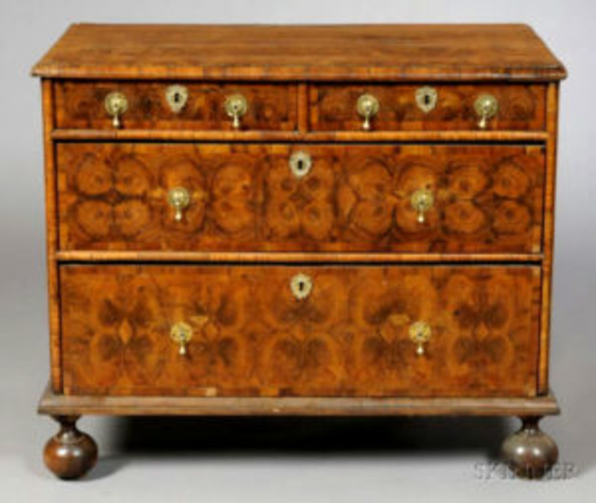 oyster veneer on William and Mary chest