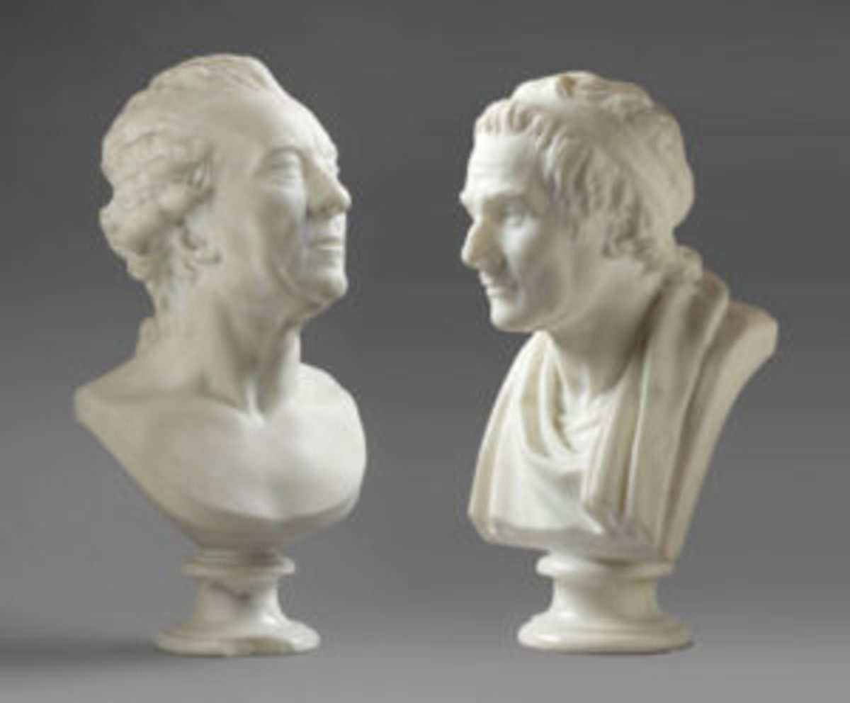 Two rediscovered marble busts by the French 18th century sculptor Jean-Antoine Houdon (French, Versailles 1741-1828 Paris), $1.475 million. Photo courtesy Cottone Auctions, www.cottoneauctions.com