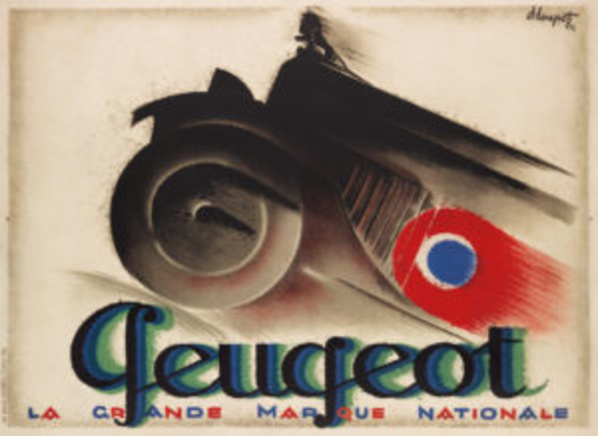  This 1926 Charles Loupot luxury advertisement for French automobile company Peugeot was the top lot and earned an auction record after selling for $37,500. All images are courtesy of Swann Auction Galleries
