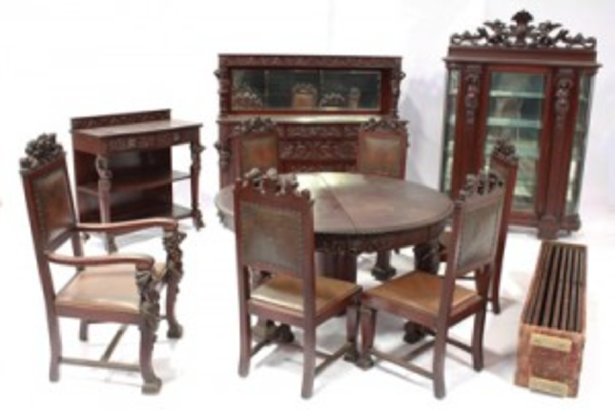 Multi-piece 20th century R.J. Horner dining room set expected to vie for top lot during the Jan. 1 auction. Photo courtesy Ross Auction
