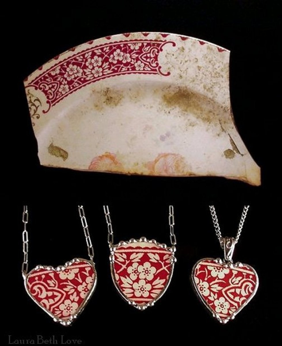 Love made three pendants from this broken china.