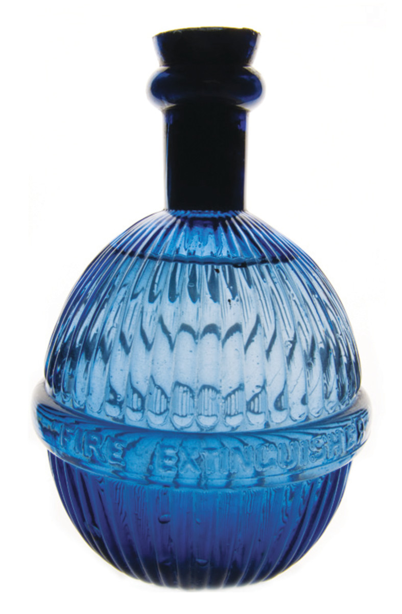 Fire grenade in blue glass