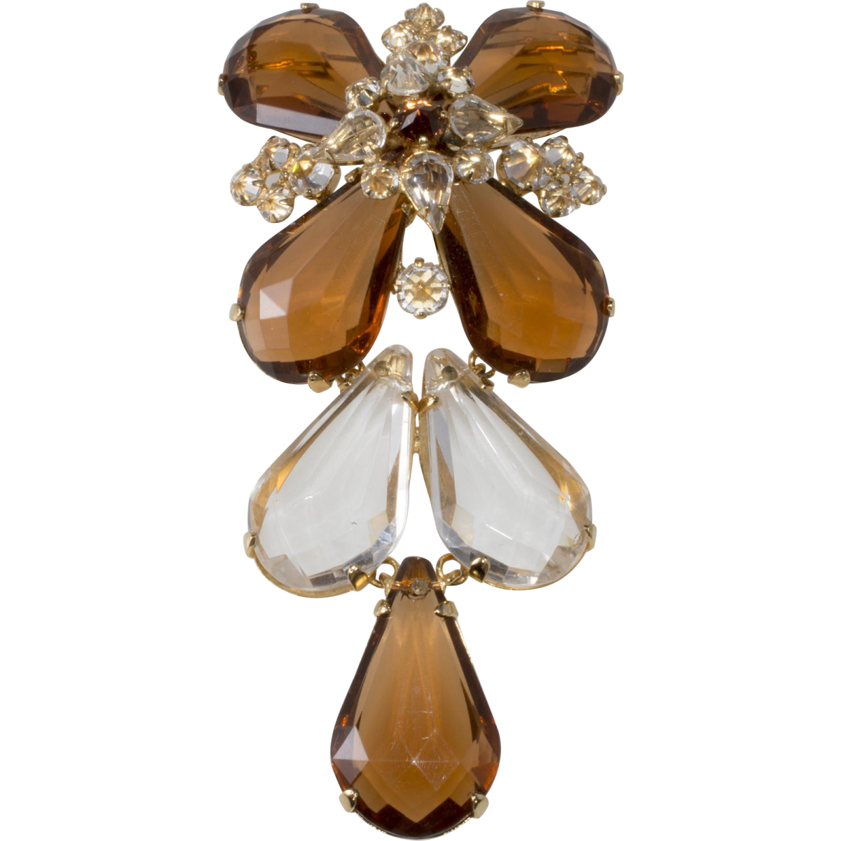 Schreiner brooch with faceted Lucite “stones.”