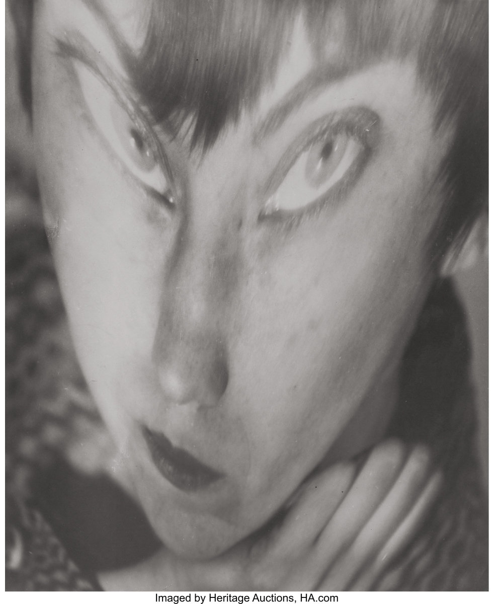 Self Portrait with Distortion, circa 1945, ferrotyped early gelatin silver, sold at Heritage Auctions for $2,750.