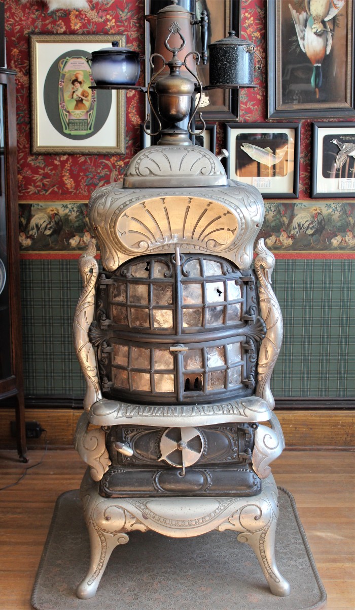 The author’s Radiant Acorn coal burning parlor stove dates back to circa 1875.