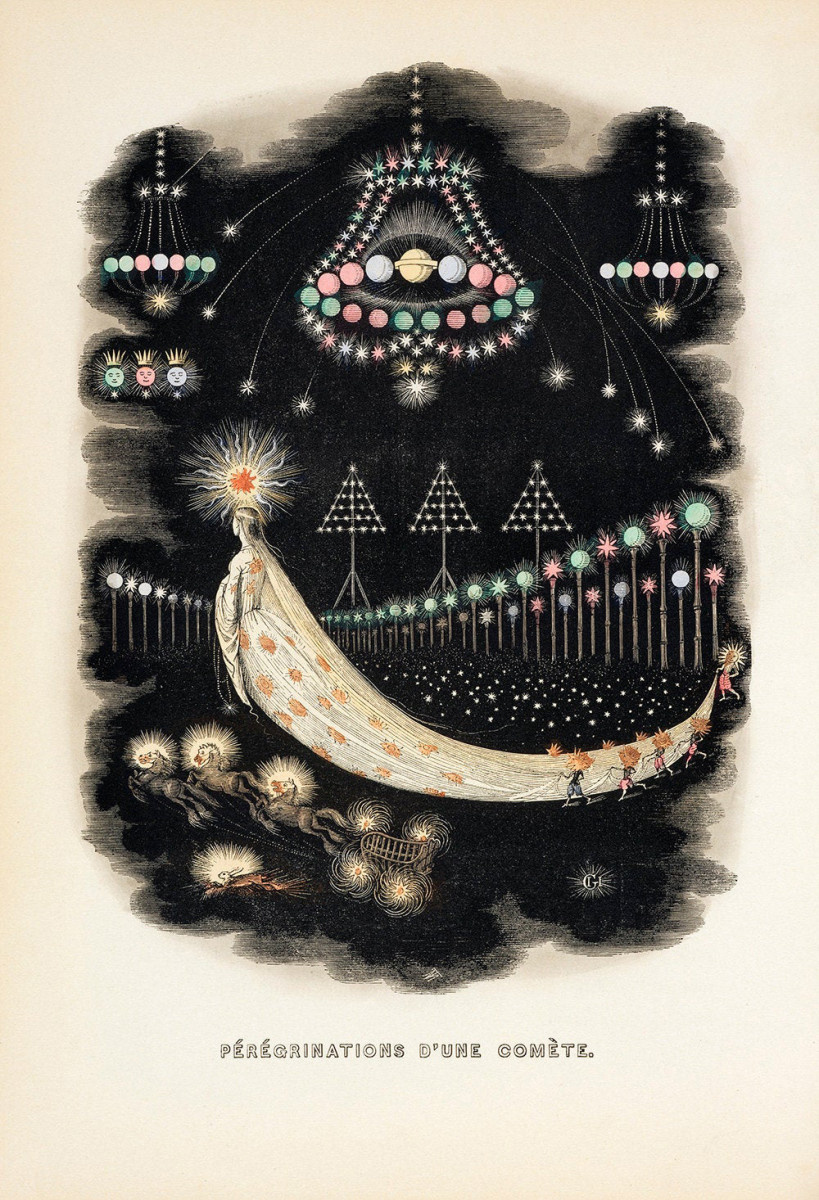 “The Wanderings of a Comet,” from Another World, 1844. Another World is one of Grandville’s most influential works.