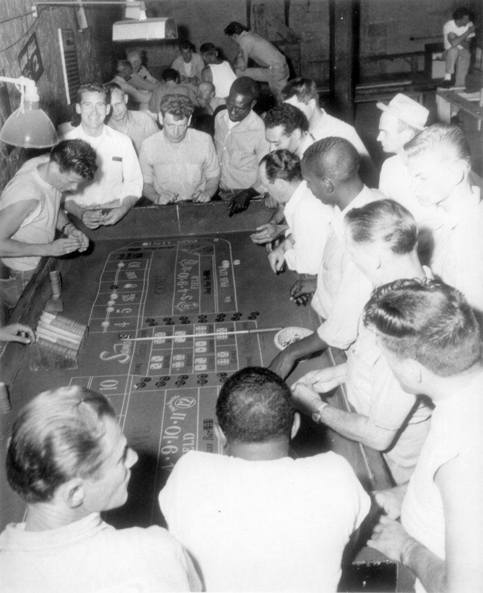Inmates gambling at the Nevada State Prison casino.
