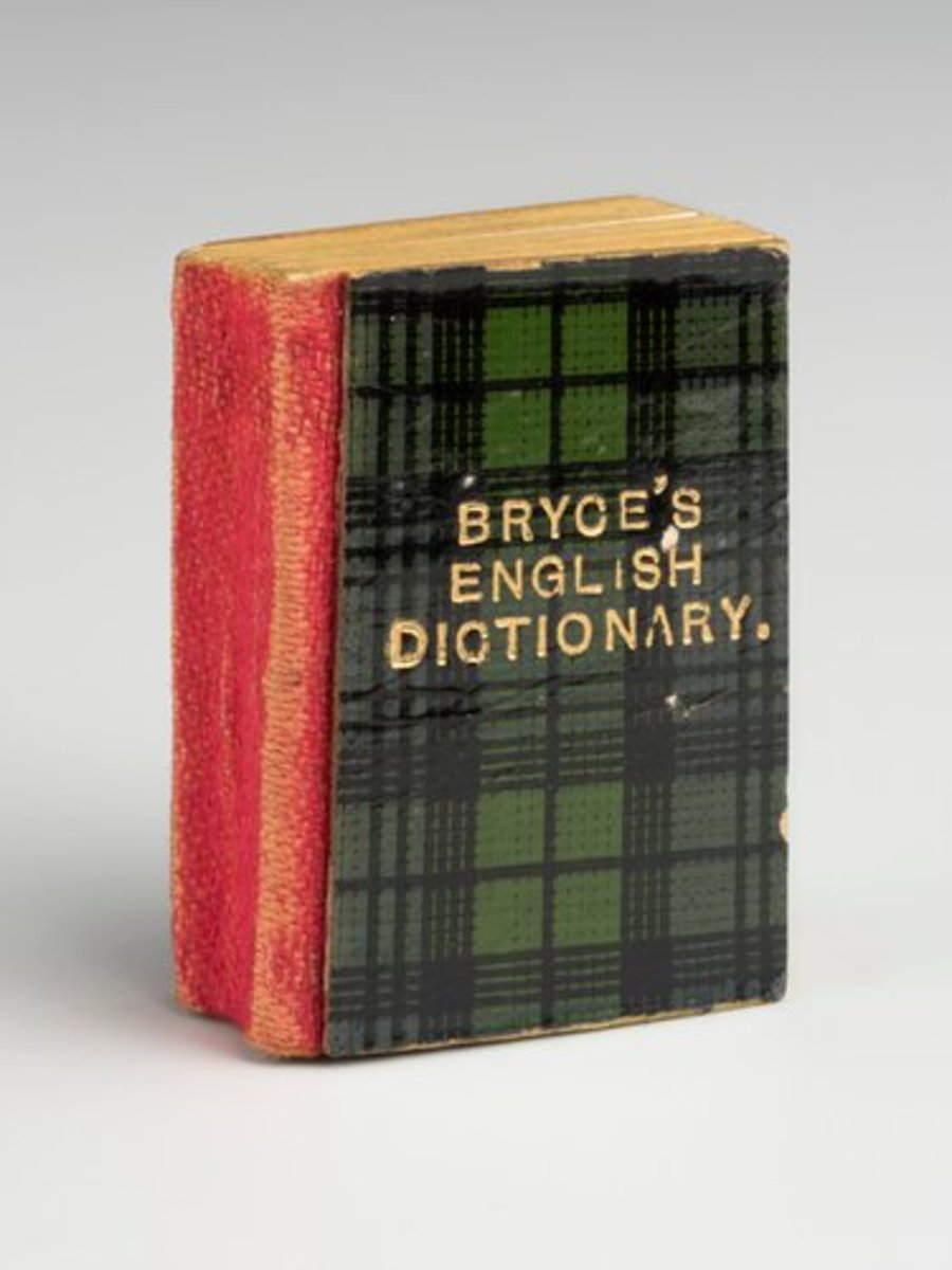 This is the smallest English dictionary in the world, c. 1922; 1” x 1/2”.