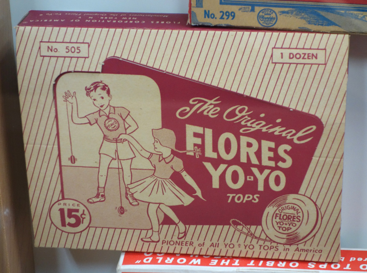 An original box of Flores yo-yos in the National Yo-Yo Museum, which were just 15 cents.