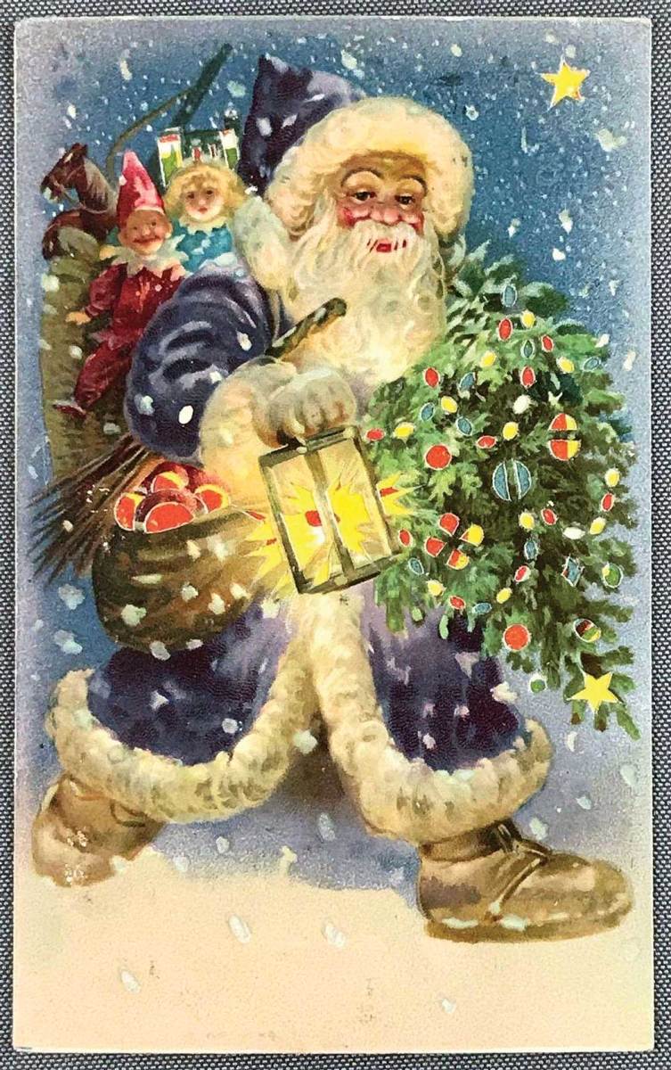 Blue Santa postcard